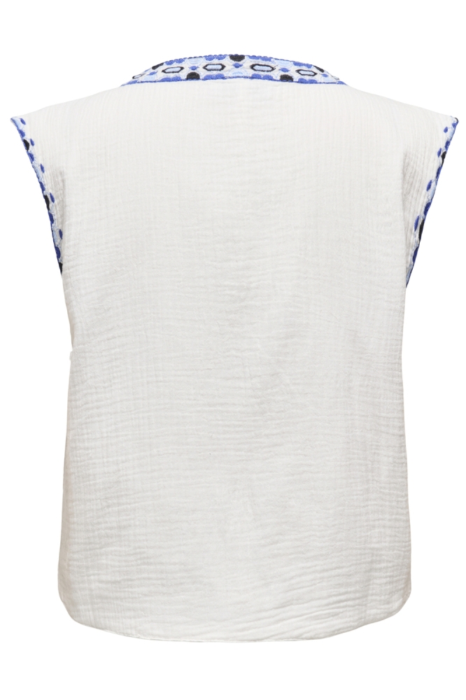 ONLTHYRA LIFE SL EMB VEST WVN CS 15320211 CLOUD DANCER/W BLUE TONES EMB